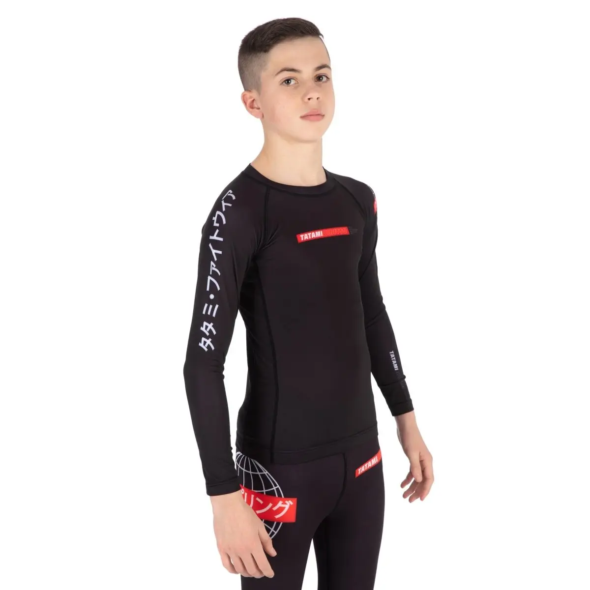 Tatami Kids Global Long Sleeve Rash Guard - Black - Image 3