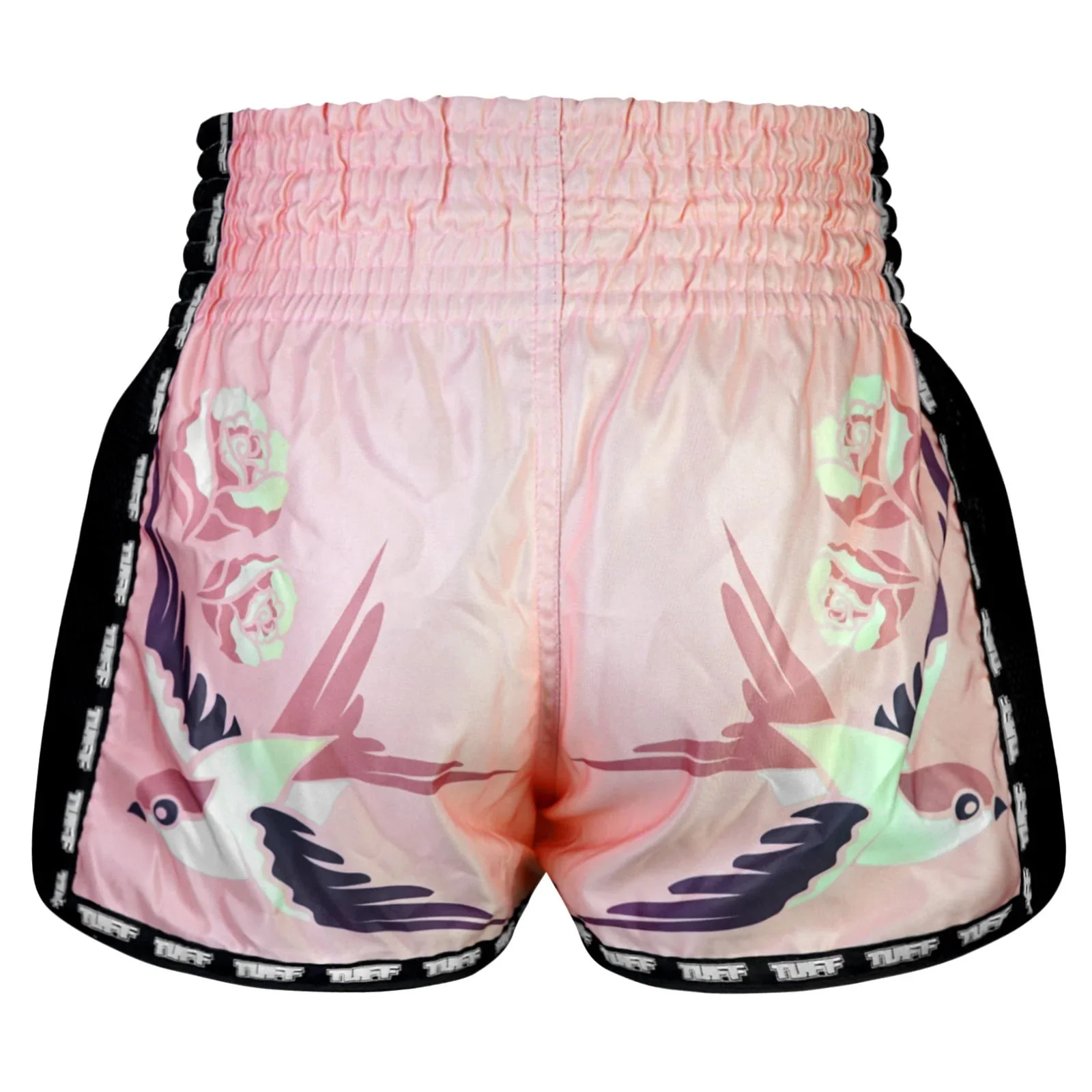 TUFF New Retro Style Shorts - Pink Birds With Roses - Image 4
