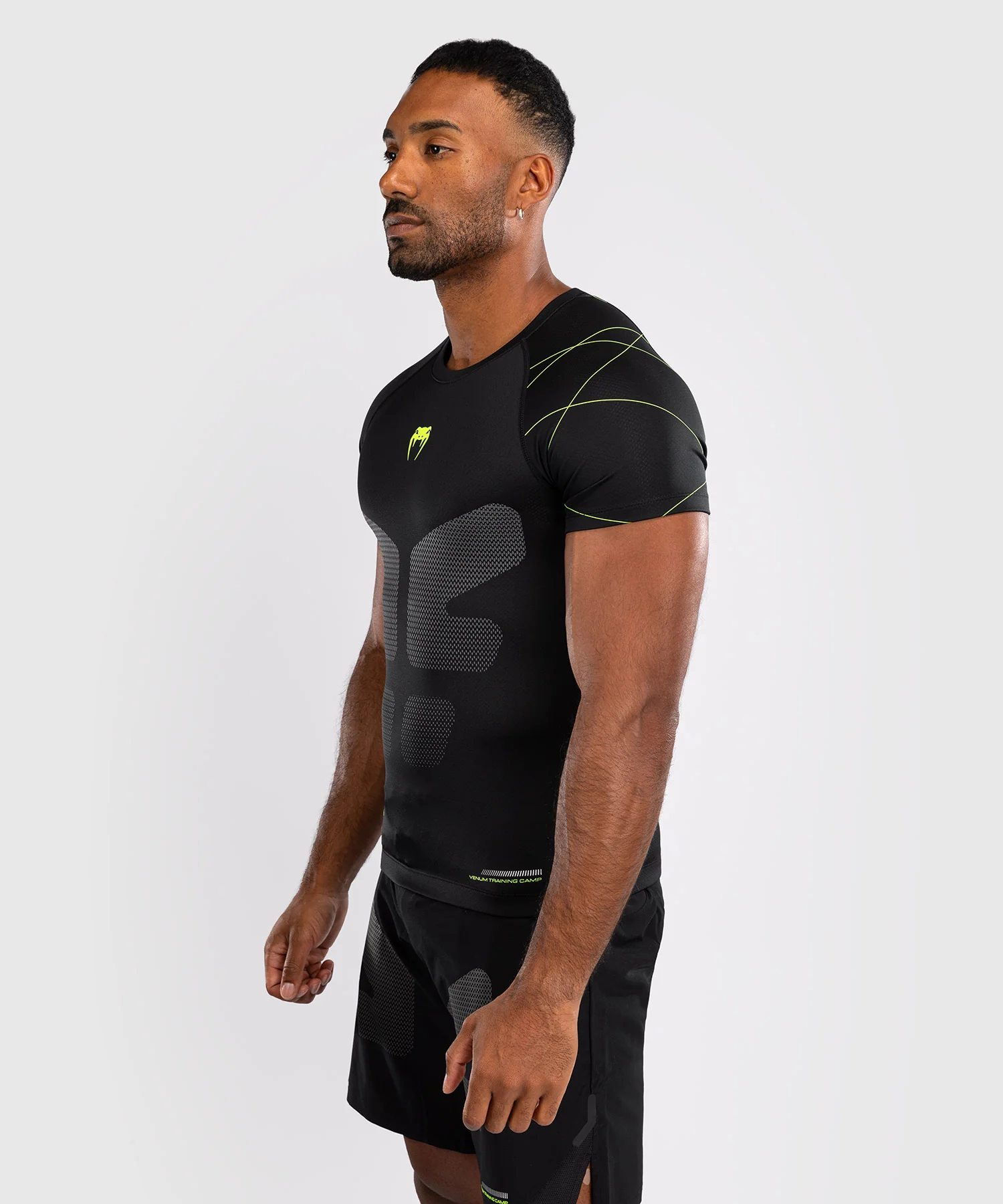 Venum Training Camp 4.0 Short Sleeve Rash Guard - Black/Neon Green - Image 5